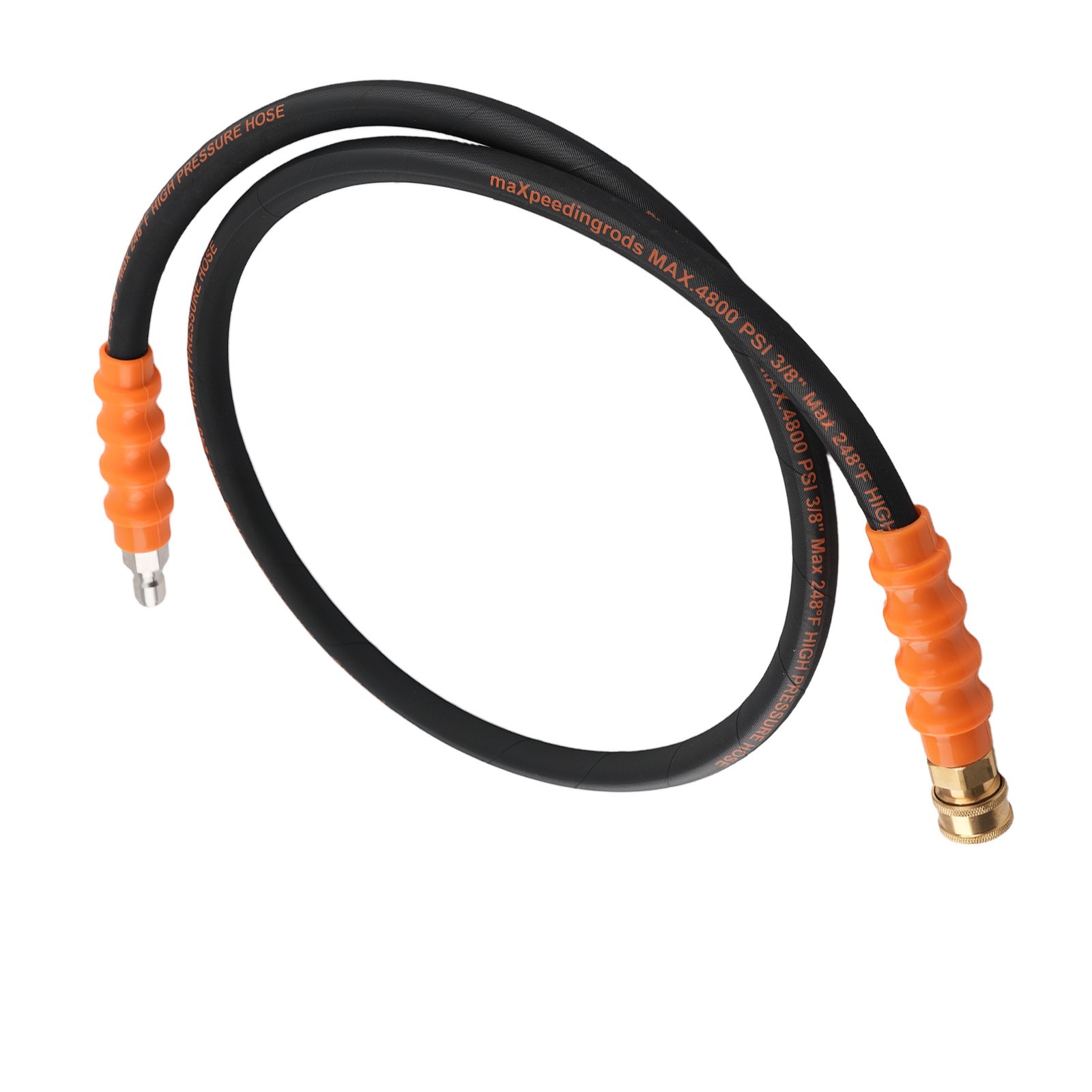 5FT 3/8″ Power Washer Hose 4800 PSI Steel Braided Rubber Quick Connector