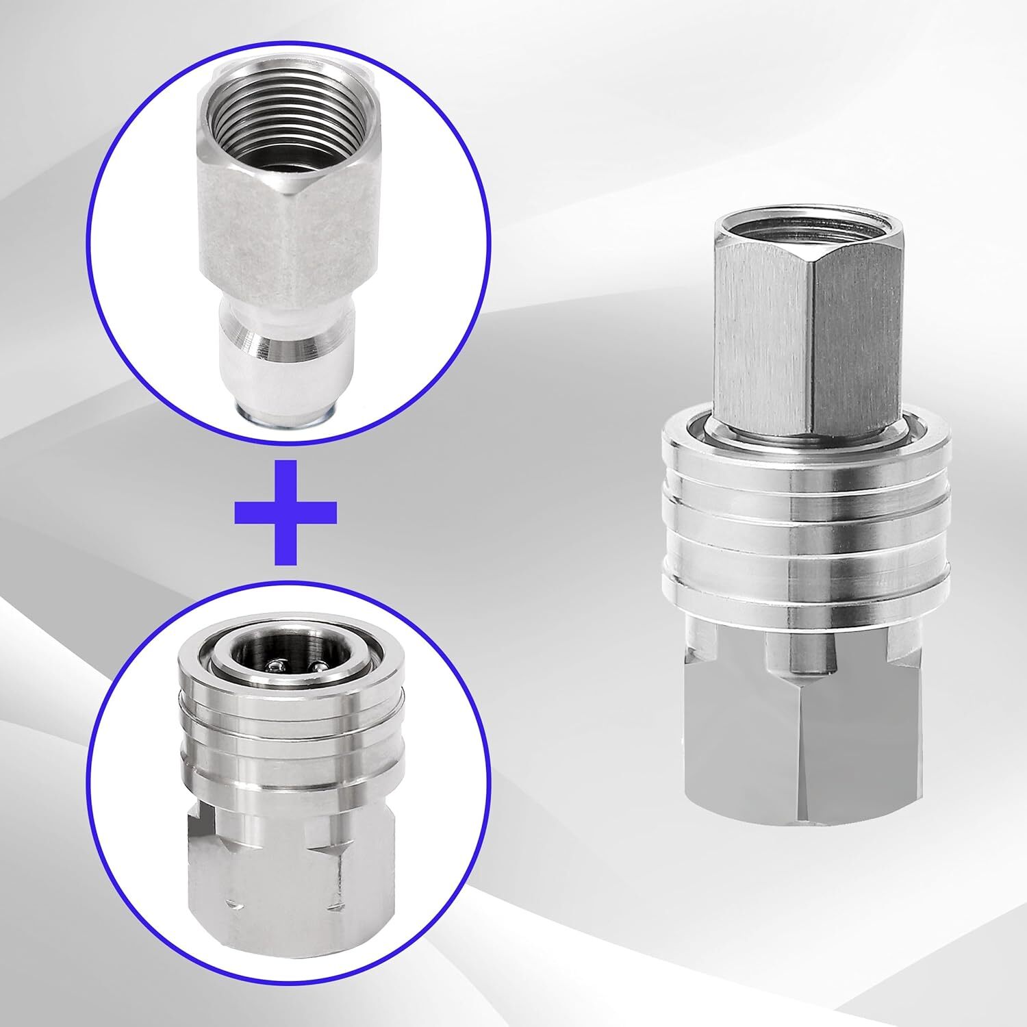 Pressure Washer Adapter 2 Sets 3/8 Inch Quick Connect Fittings Stainless Steel P