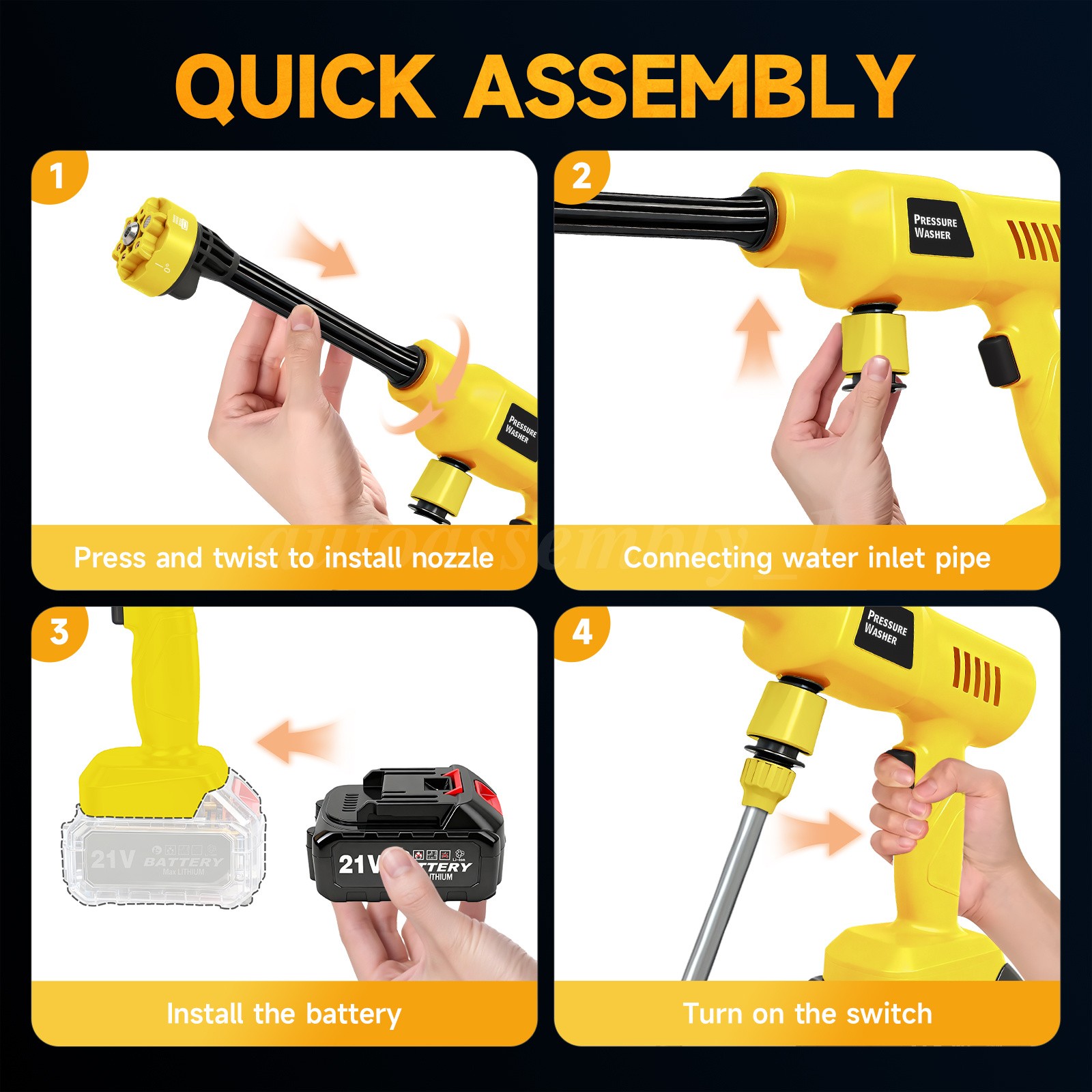 Cordless Pressure Washer Battery Powered 1160PSI Cordless Power Washer 6in1 4L