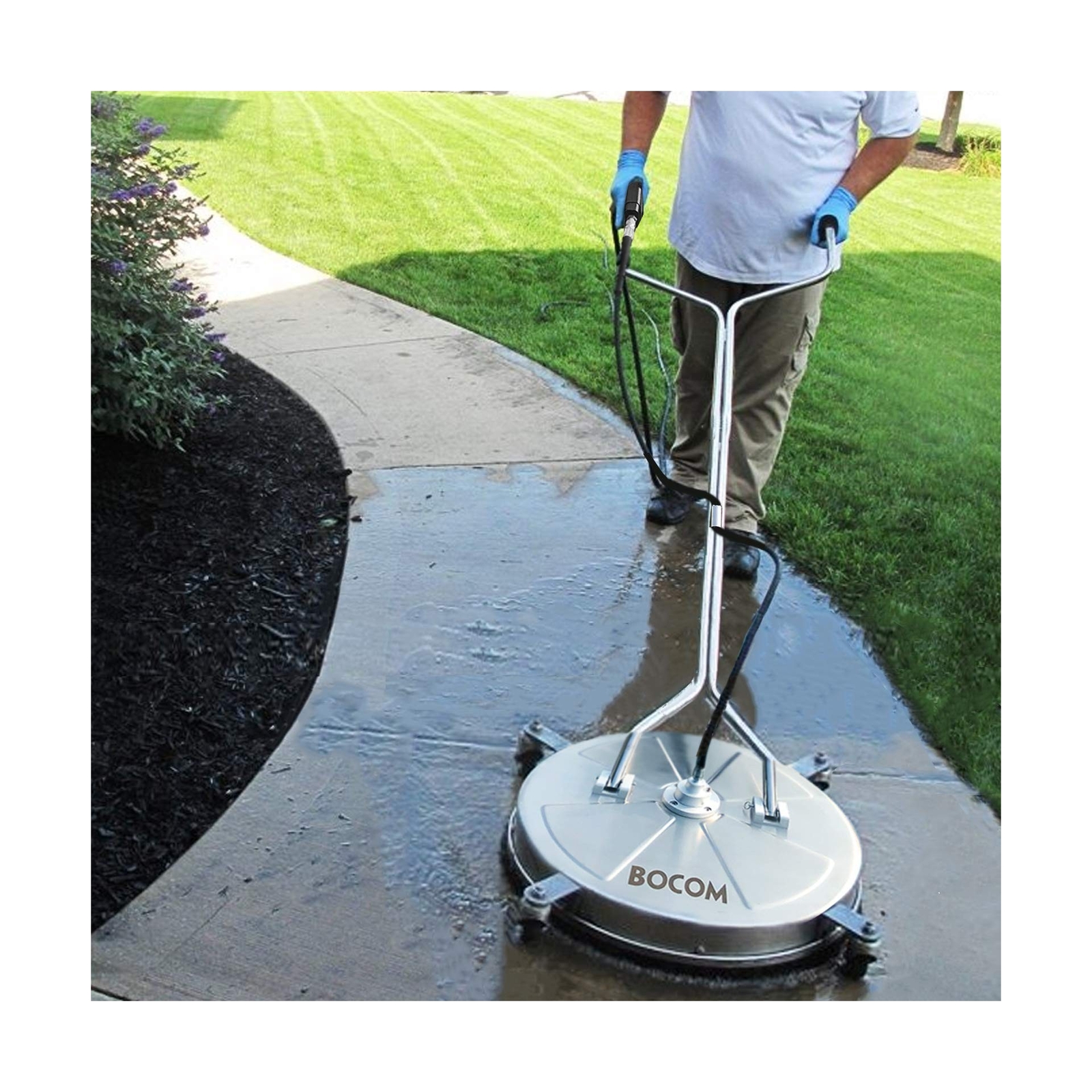 BOCOM 24 Inch Pressure Washer Surface Cleaner Dual Handle Commercial Power Wa…