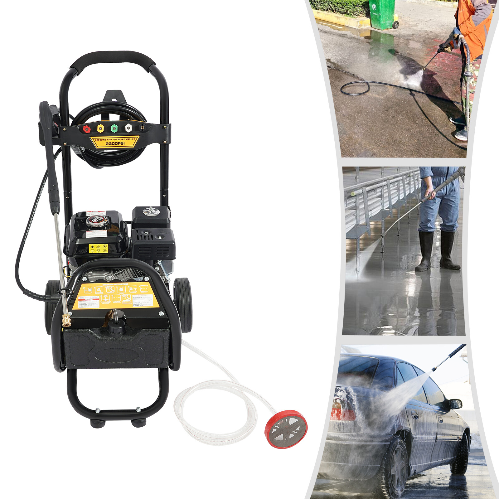 2600PSI Gas Pressure Washer Cold Water Gas Powered Washer 2.4GPM 7HP / Wheels