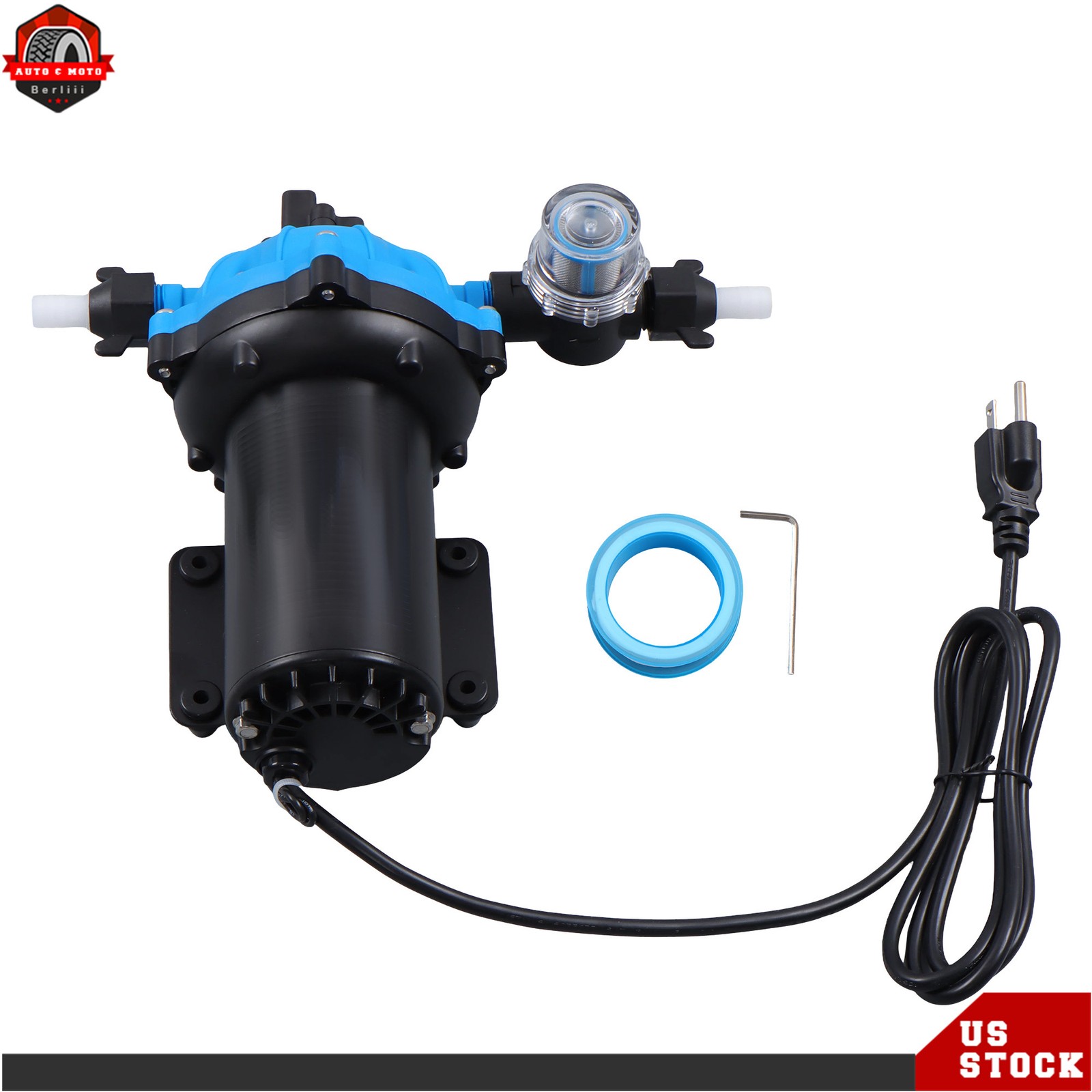 110V AC 5-chamber Water Diaphragm Pump 6GPM 80PSI Self Priming RV Water Pump