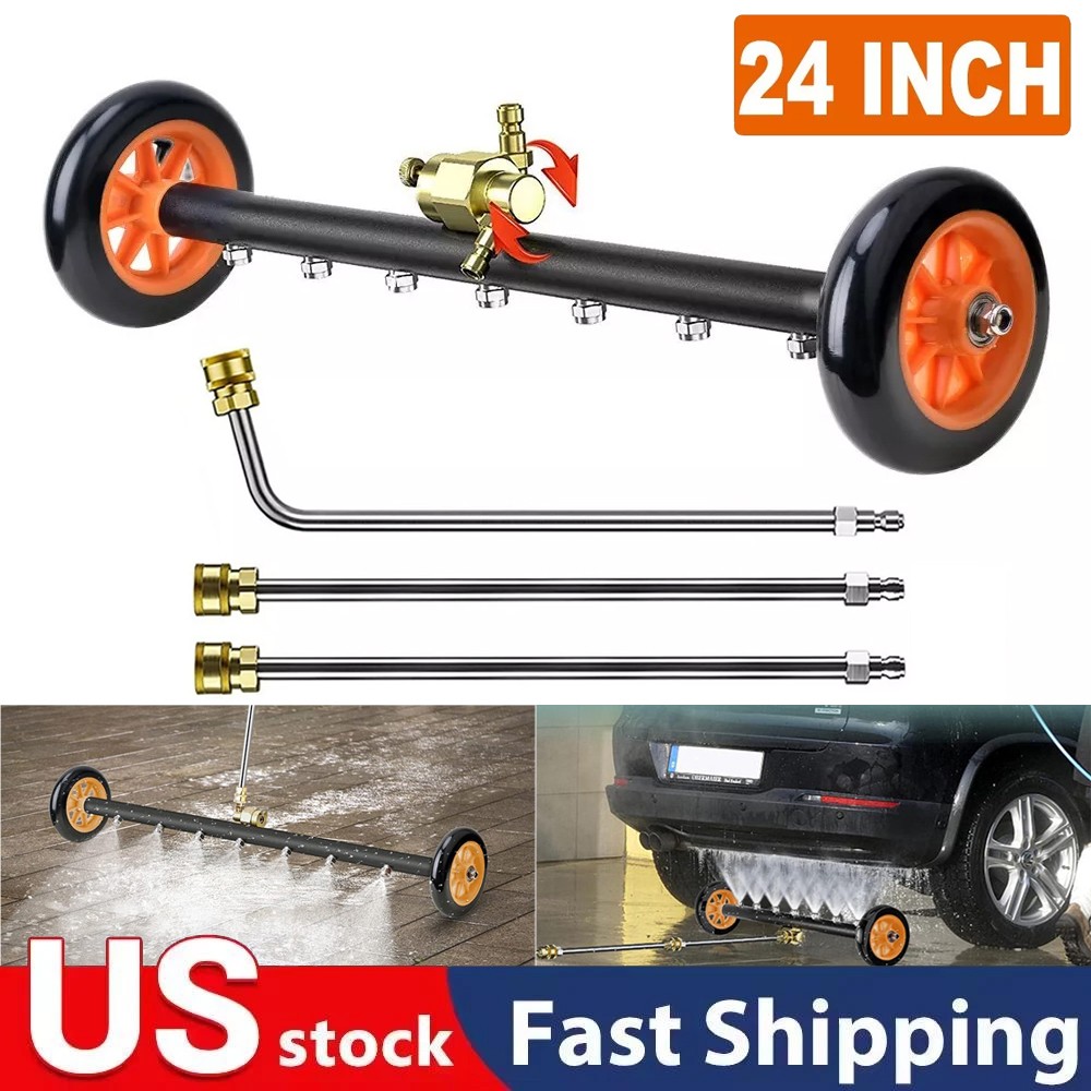 24″ 2 in 1 Pressure Washer Undercarriage Cleaner with 7 Nozzles 3 Extension Rods