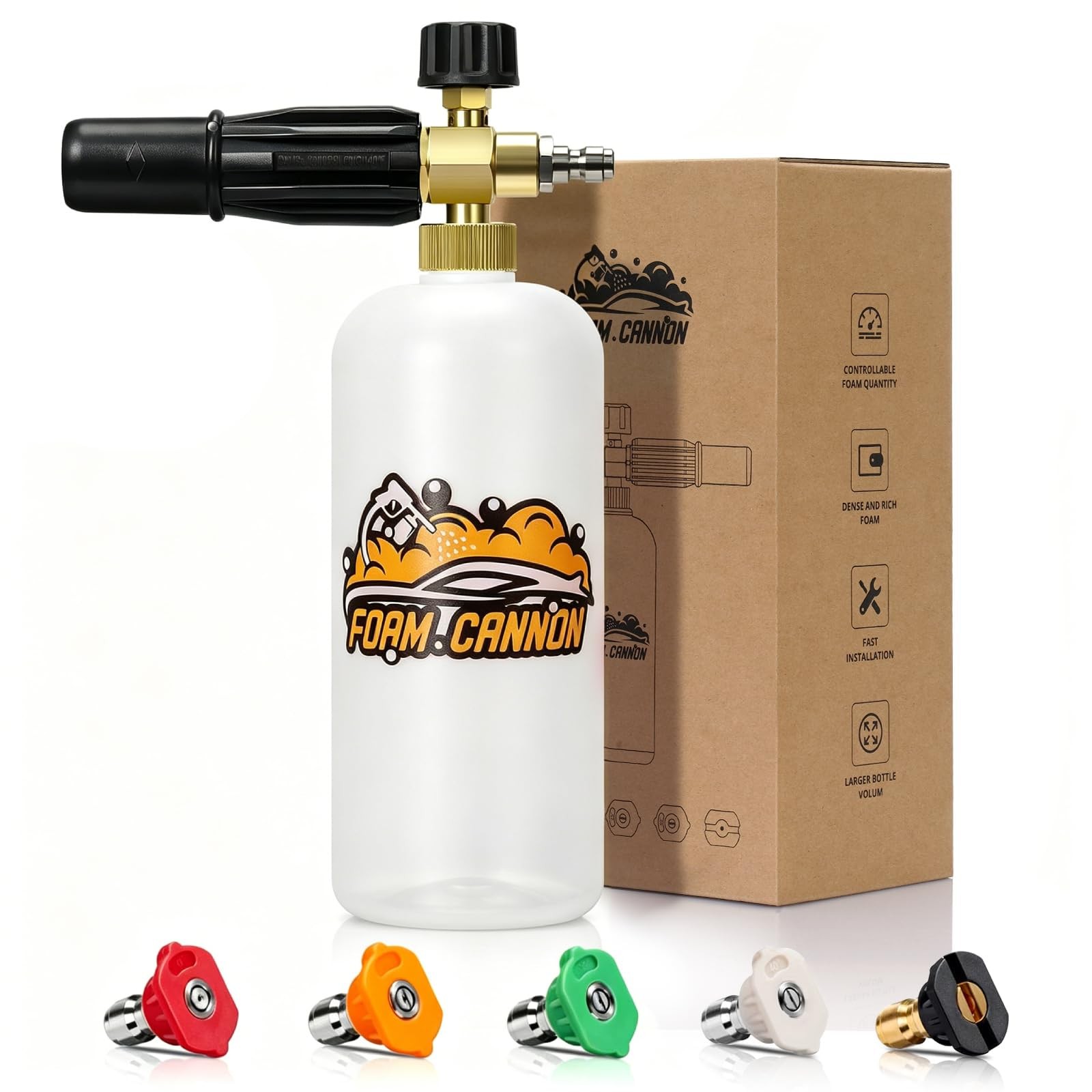 Foam Cannon for Pressure Washer, 1L Bottle Snow Foam Cannon with 5 Pressure W…