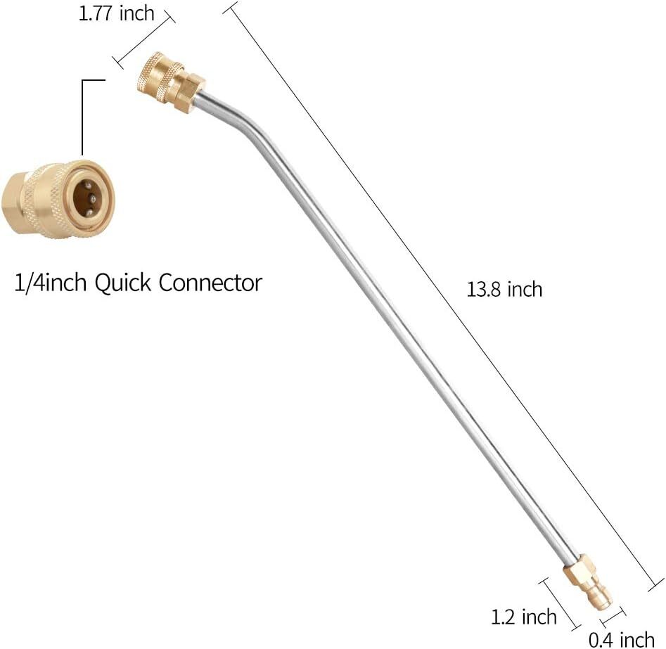30° Curved High Pressure Power Washer Extension Wand 1/4 ” with 5 Spray Nozzles