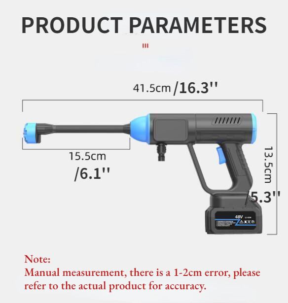 300W 48/96VH High Pressure Cordless Water Spray Gun Portable Car Electric Washer