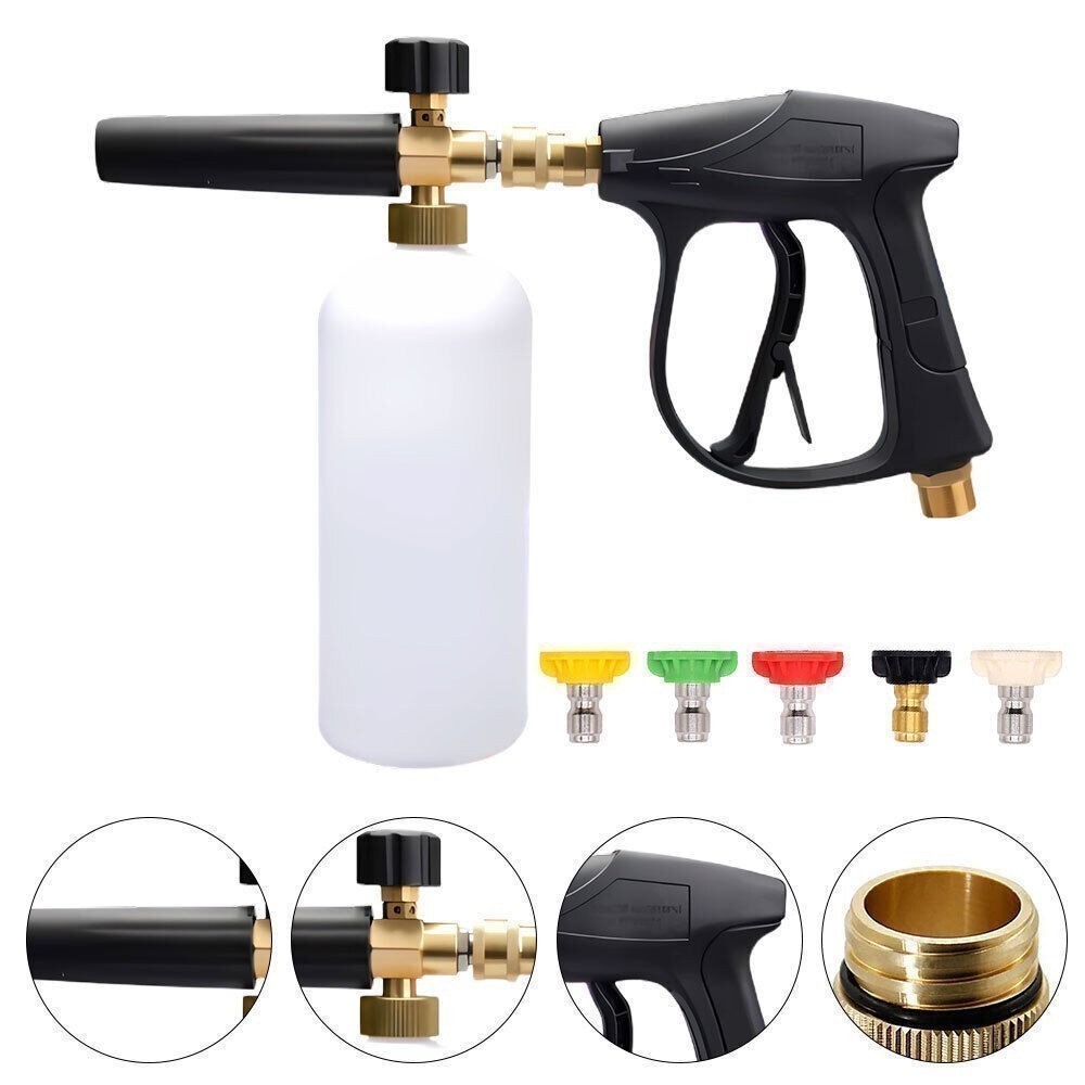 1/4″ Snow Foam Pressure Washer Gun Car Wash Soap Lance Cannon Spray Jet Bottle