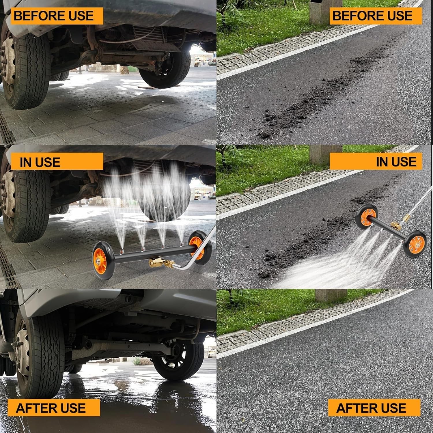 16 Inch Adjustable Pressure Washer Water Broom – Dual-Function Undercarriage …