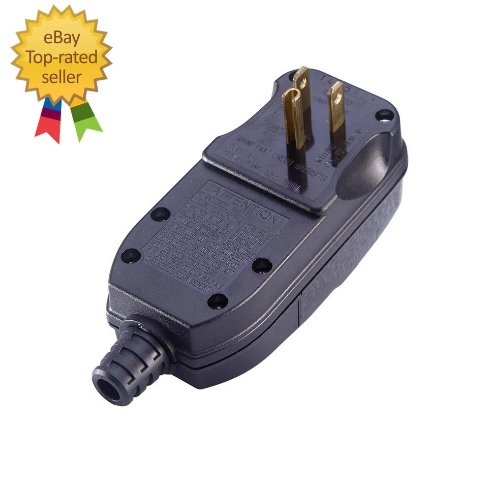 Replacement GFCI Plug for Pressure Washer Pool Pump 15Amp 3 Prong Circuit Breake