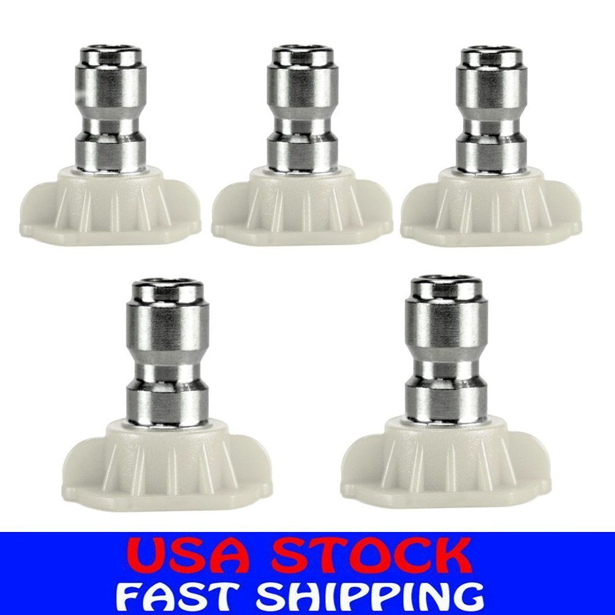 5 Power Pressure Washer Spray Nozzle Tips 1/4 Quick Connection White 40 Degree