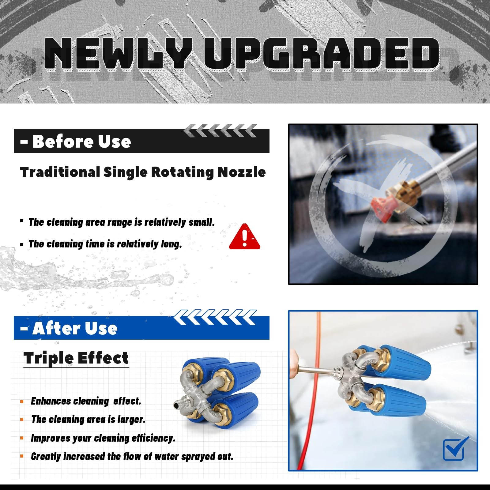 4-in-1 Turbo Nozzle Pressure Washer Tip with Gloves, 2.5 Orifice Quadruple Turbi
