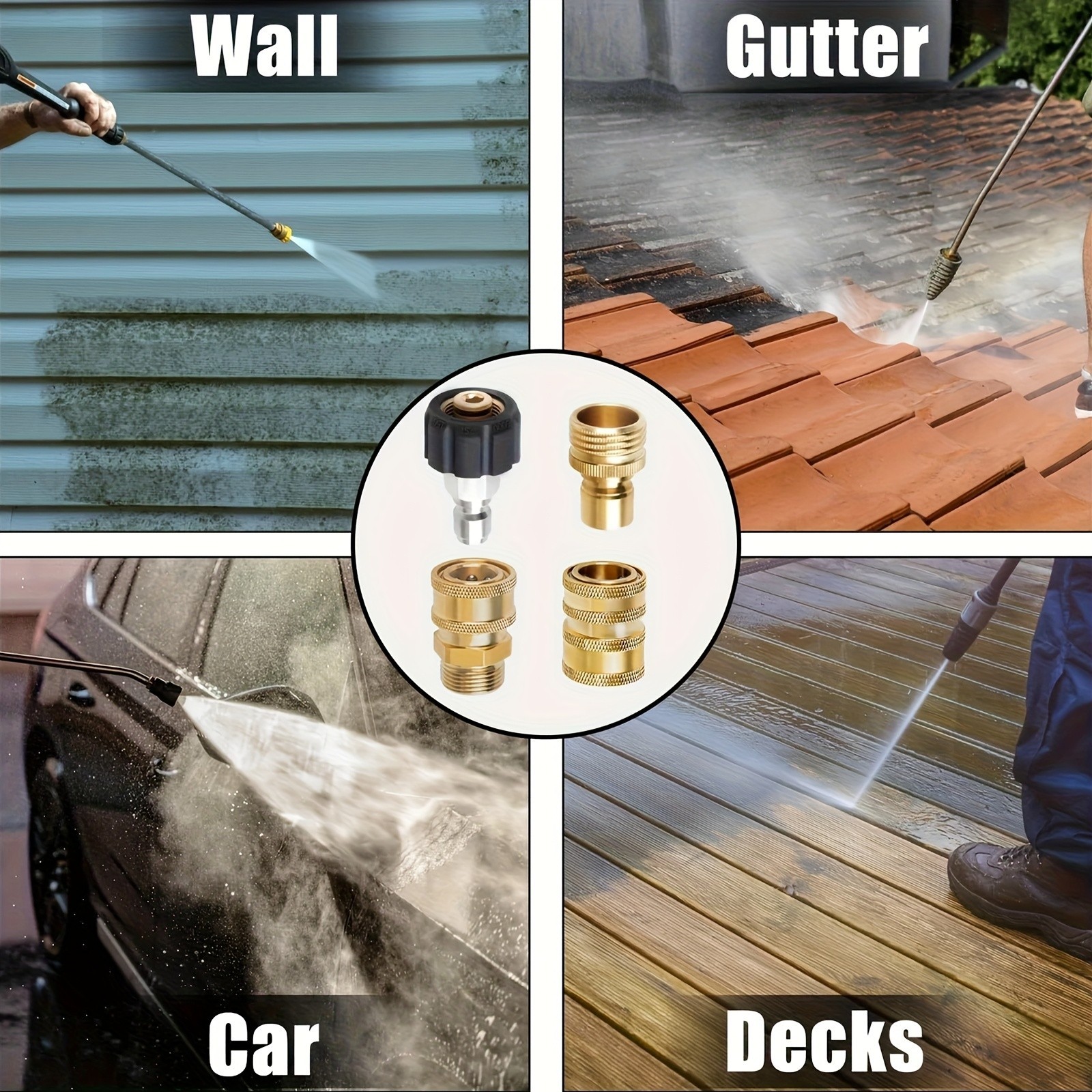 Brass Pressure Washer Quick Connect Kit – M22-14mm Adapter for Hose & Gun