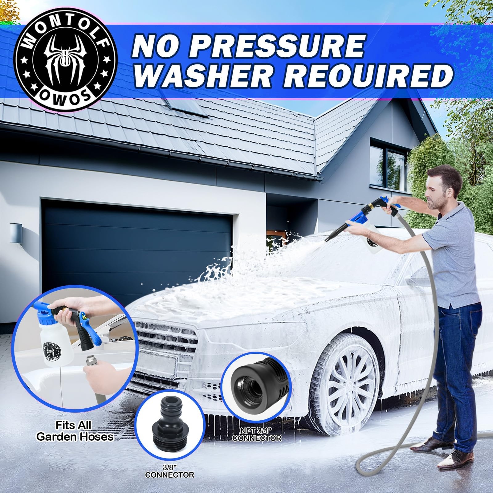 Car Wash Foam Gun Foam Sprayer – Foam Cannon Garden Hose- Car Wash Kit – Snow…