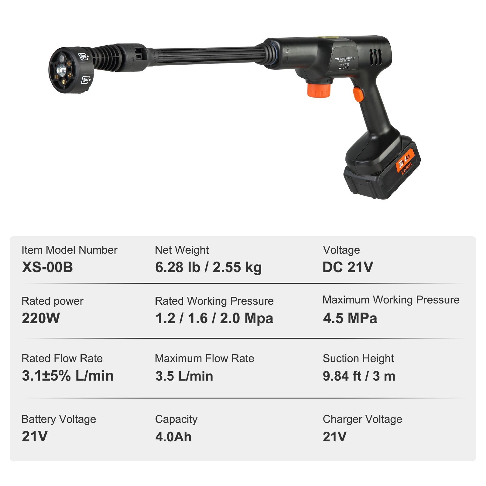 Cordless Pressure Washer, 652 – PSI 1.0 GPM Portable Power Cleaner, Handheld