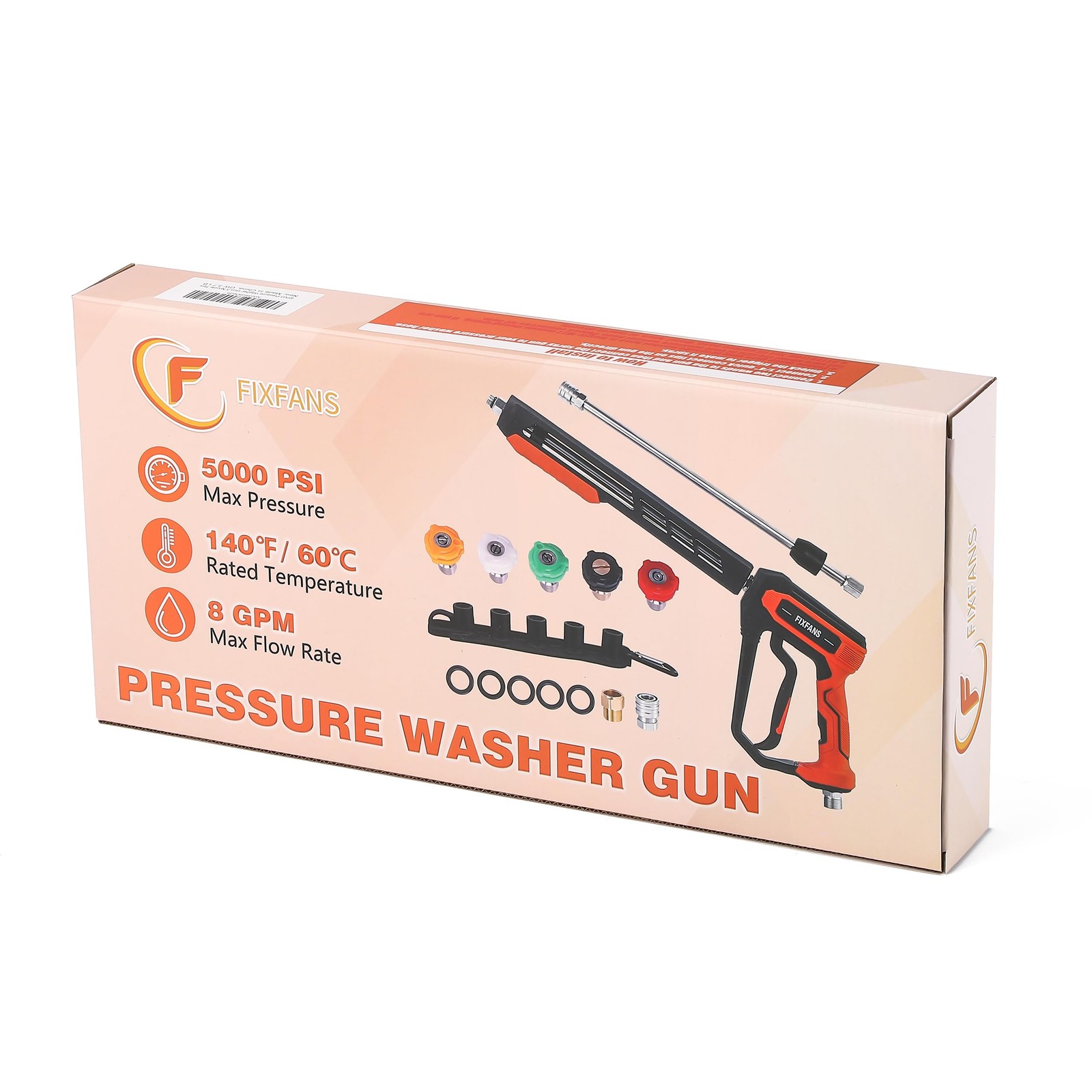 Pressure Washer Gun Kit 5000PSI Power Spray Handle Wand 5 Nozzles M22 14mm Quick
