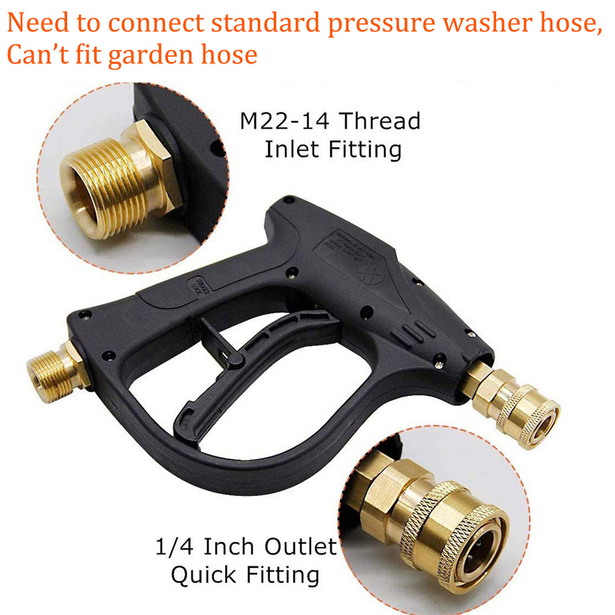 4350 PSI cleaning water gun + 5 pieces pressure nozzle. 1/4″ quick coupler