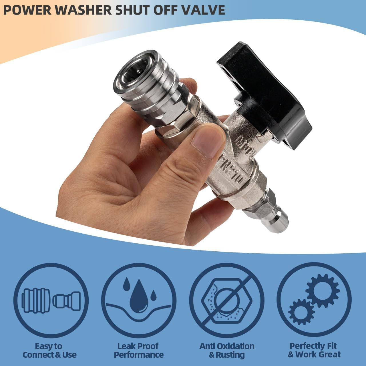 DN10 3/8” Pressure Washer Ball Valve 3000 PSI Quick Connect Kit Brass