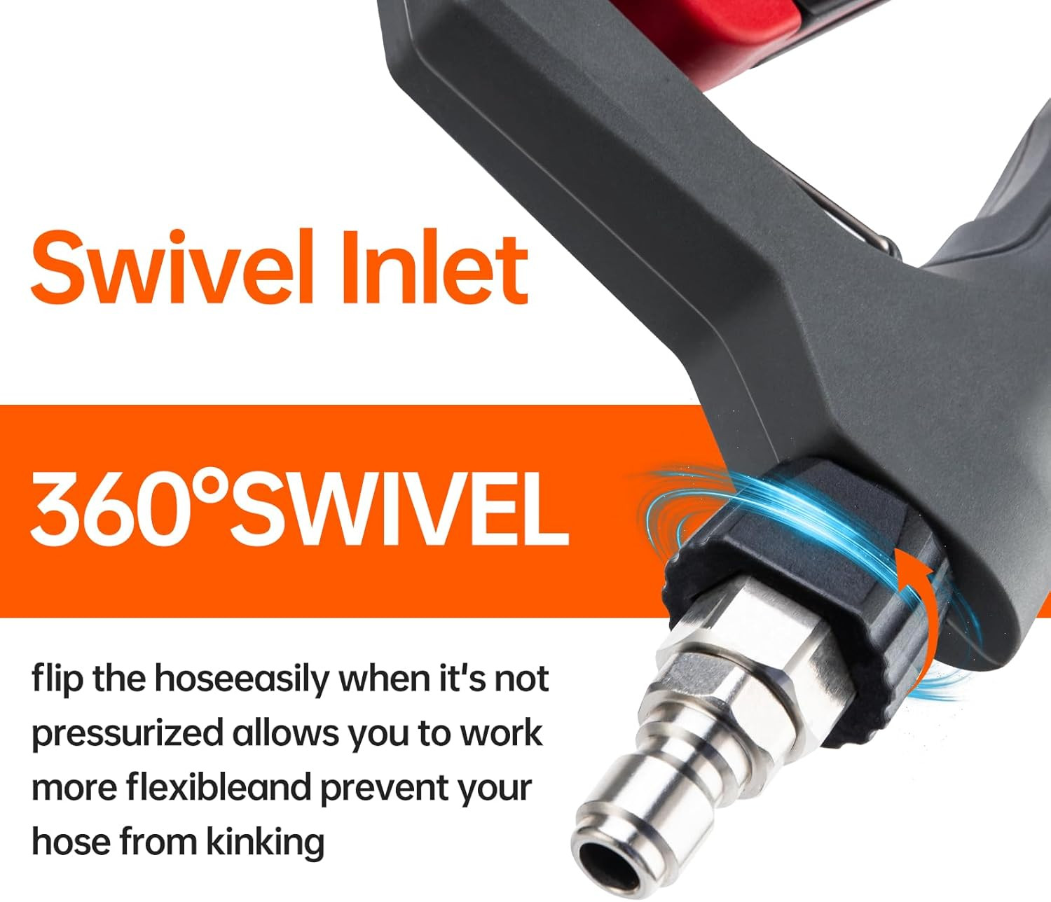 Pressure Washer Gun with Swivel, with Replacement Wand Extension, with M22 14Mm