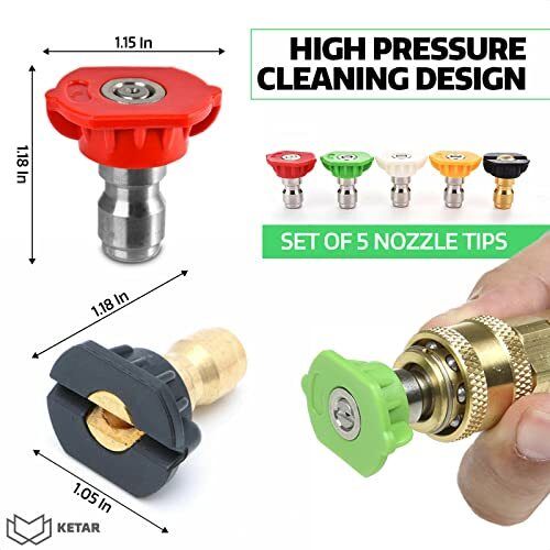 5Pack Pressure Washer Nozzle Tips Car Wash High Pressure Hose Turbo Nozzle Spray