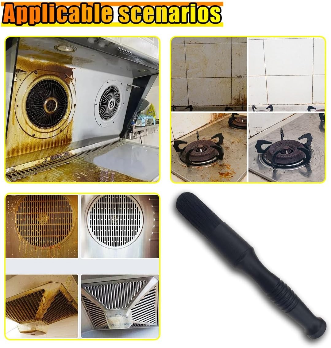 Car Parts Washer Brush, Bullet Head Cleaning Brush for Black