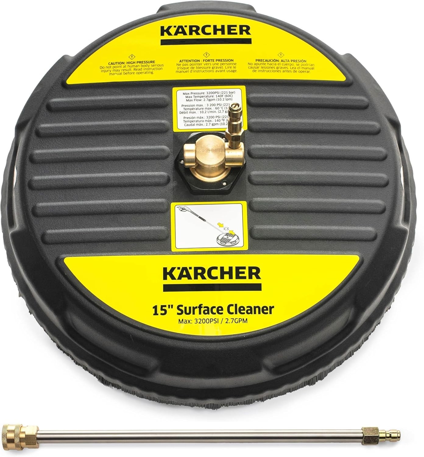 Efficient 15″ Surface Cleaner for Pressure Washers – Quick Connect, Streak-Free