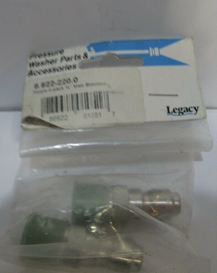 LOT OF 2 NEW Legacy Pressure Washers 89222220 Stainless Male Nipple 1/4