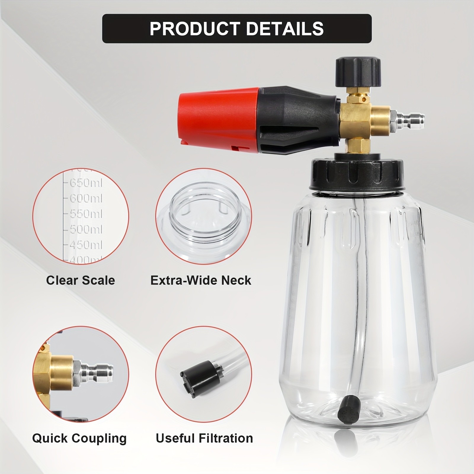 Snow Foam Lance Cannon Soap Bottle Sprayer For Pressure Washer Gun Jet Car Wash