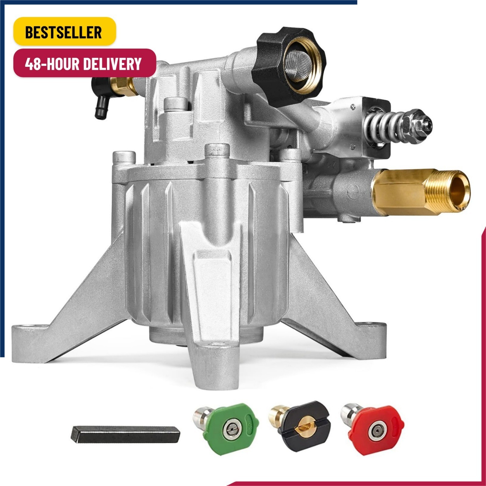 TOOLCY 7/8″ Shaft Vertical Pressure Washer Pump – Rear Inlet/Outlet Max 3100 PSI