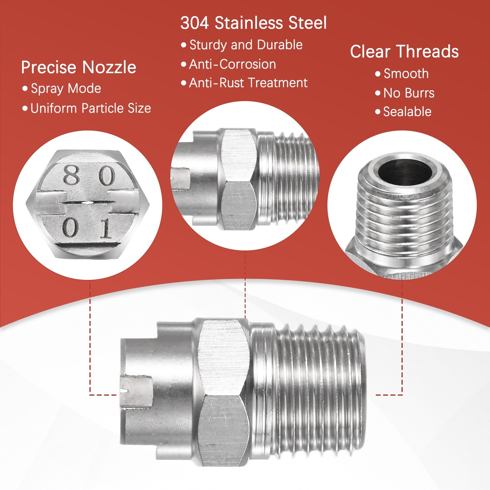 For pressure washer – flat fan nozzle 1/4″ BSP 80° [1SET] 0.66MM