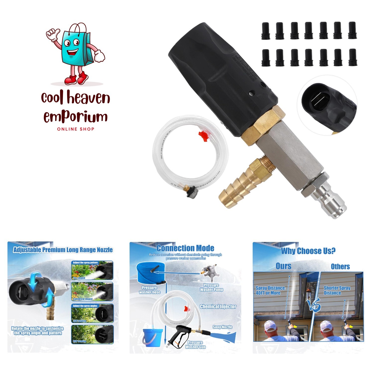 Stainless Steel Chemical Injector Kit for Pressure Washer – Dual Mode