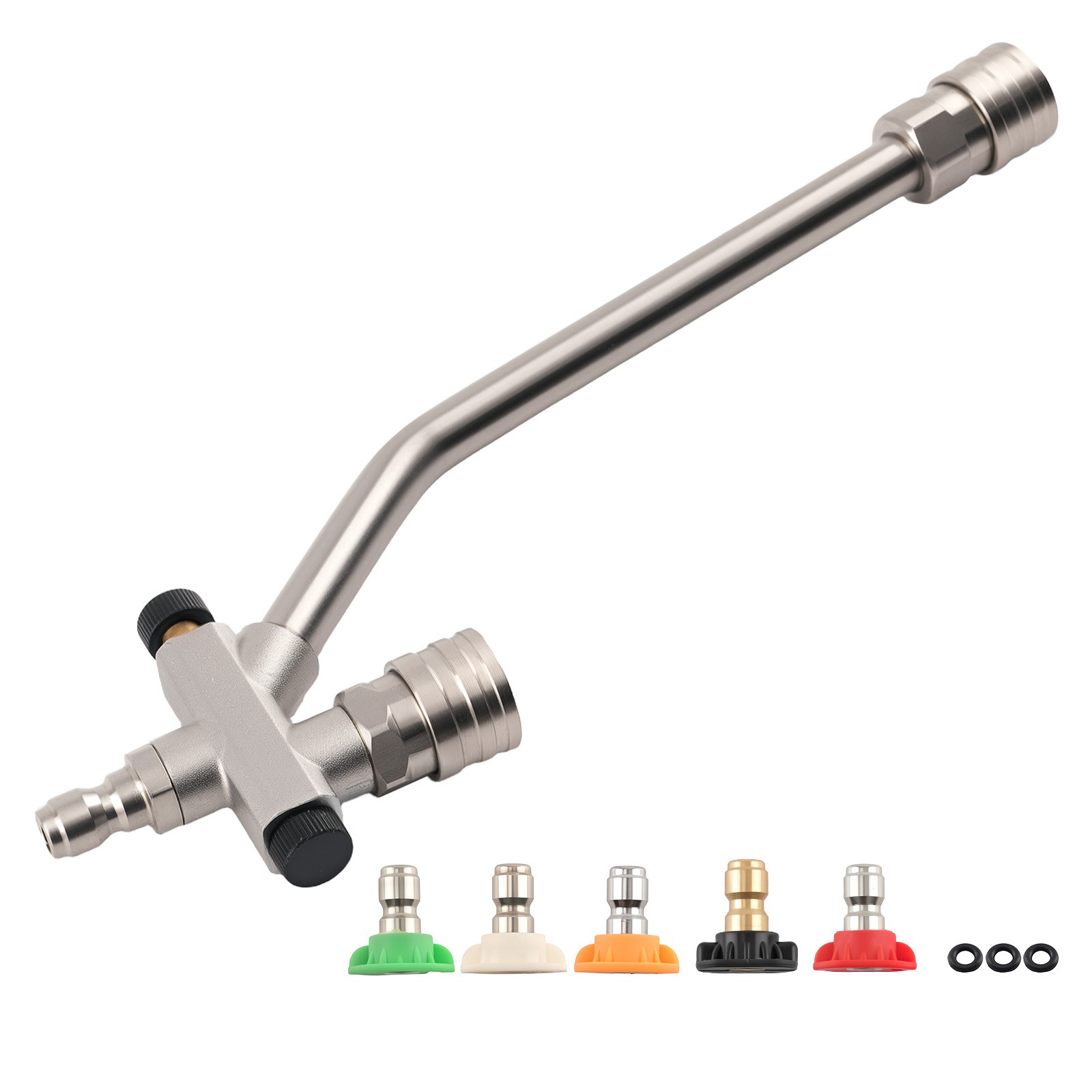 Dual-use Foam Spray Bar Dual Connect Double Tip + 5 Nozzles 4000 PSI Stainless