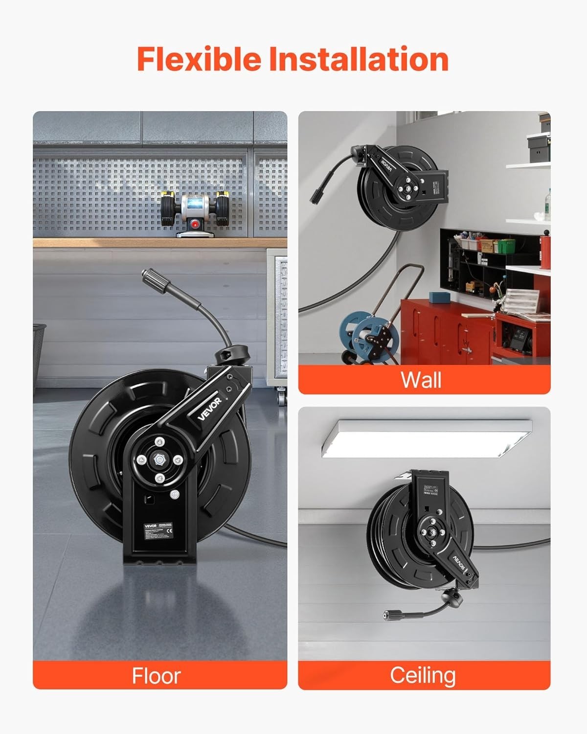 Steel Pressure Washer Hose Reel 60 Ft x 1/4 inch – Hassle-Free Storage