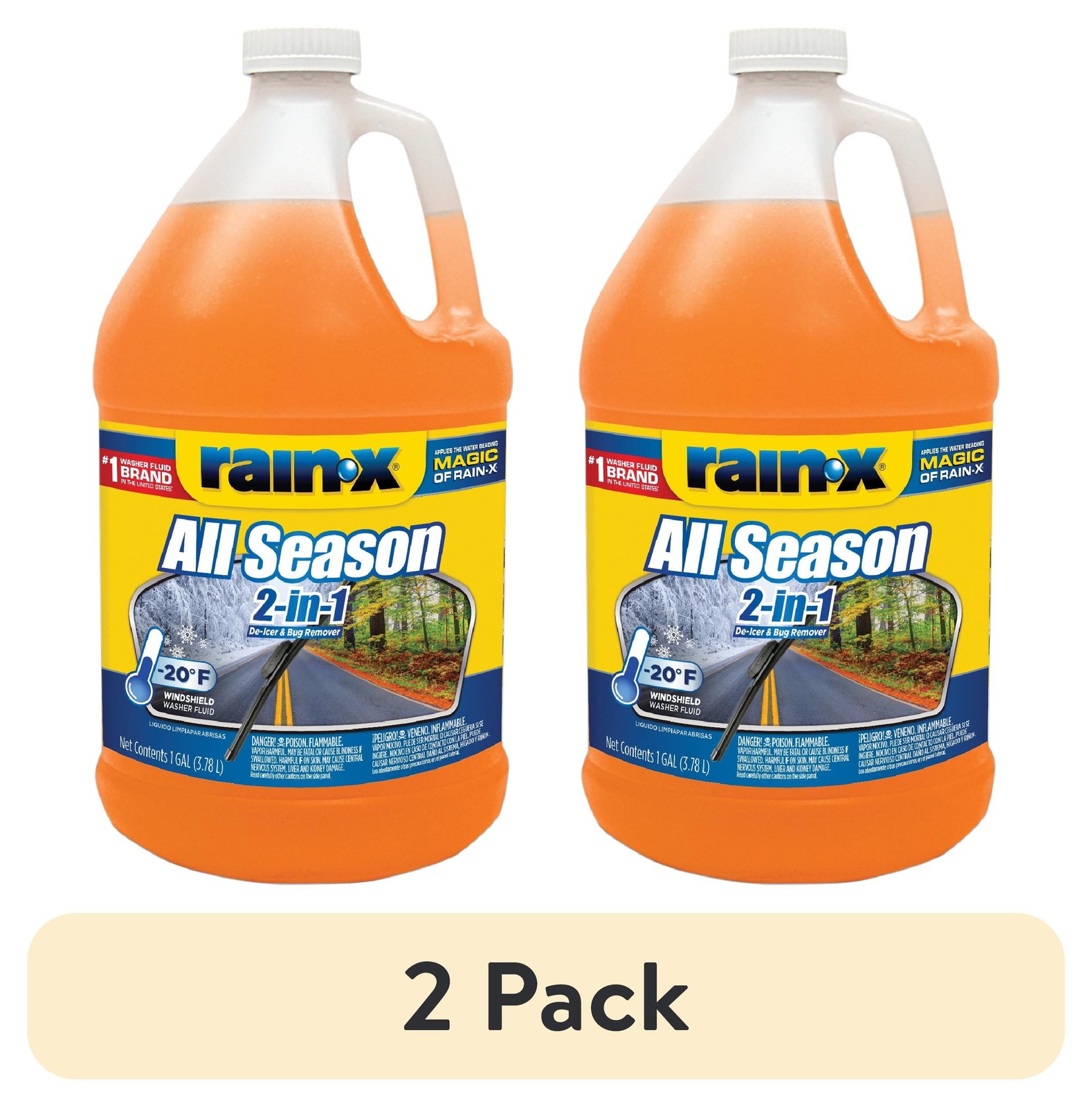 Rain-X -20F 2-In-1 All-Season Washer Fluid Windshield Cleaner 2 Pack