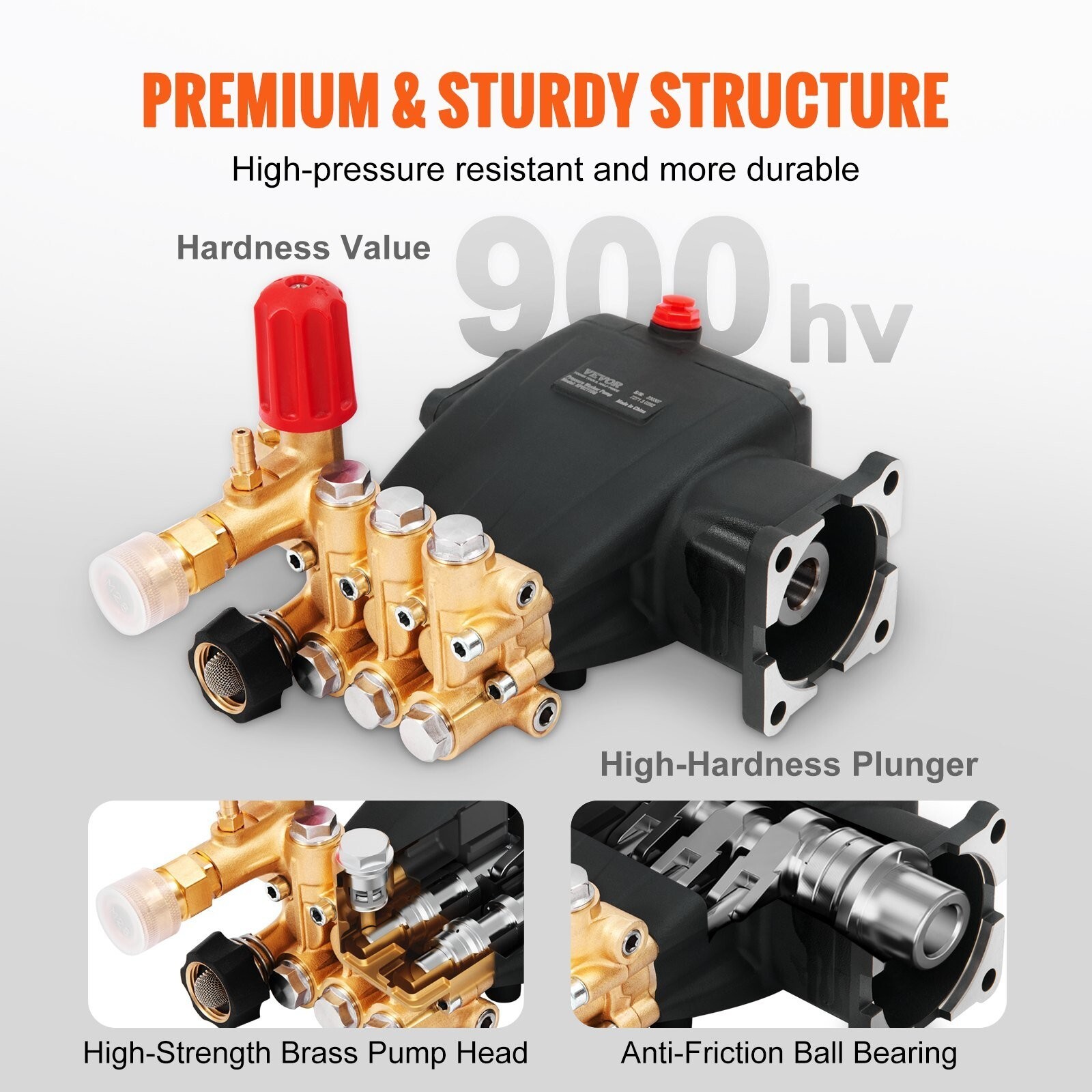 Pressure Washer Pump, 3/4″ Shaft Horizontal Triplex Plunger, 3700 PSI, 2.5 GPM