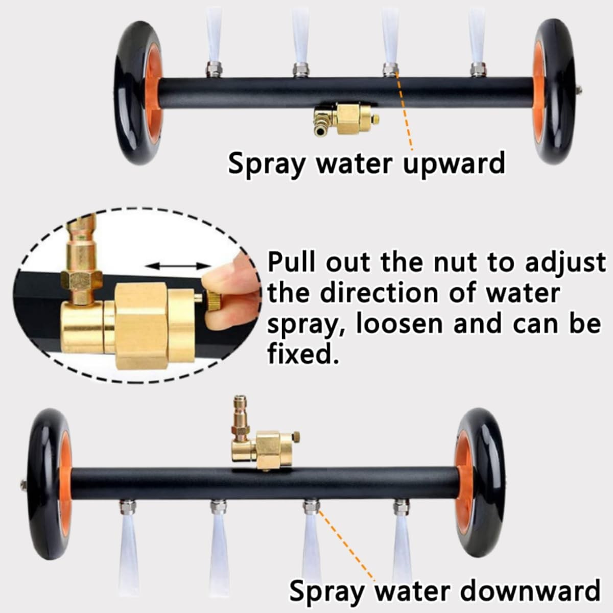 24″ Pressure Washer Water Broom Undercarriage Cleaner Driveway Surface Cleaner