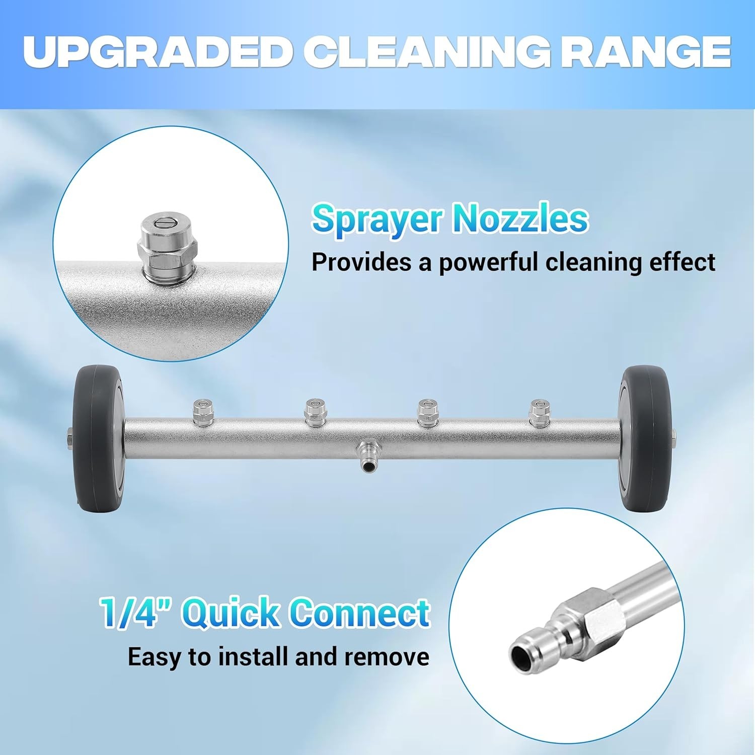 Undercarriage Pressure Washer Attachment, 16 Inch Powerful under Car Washer with