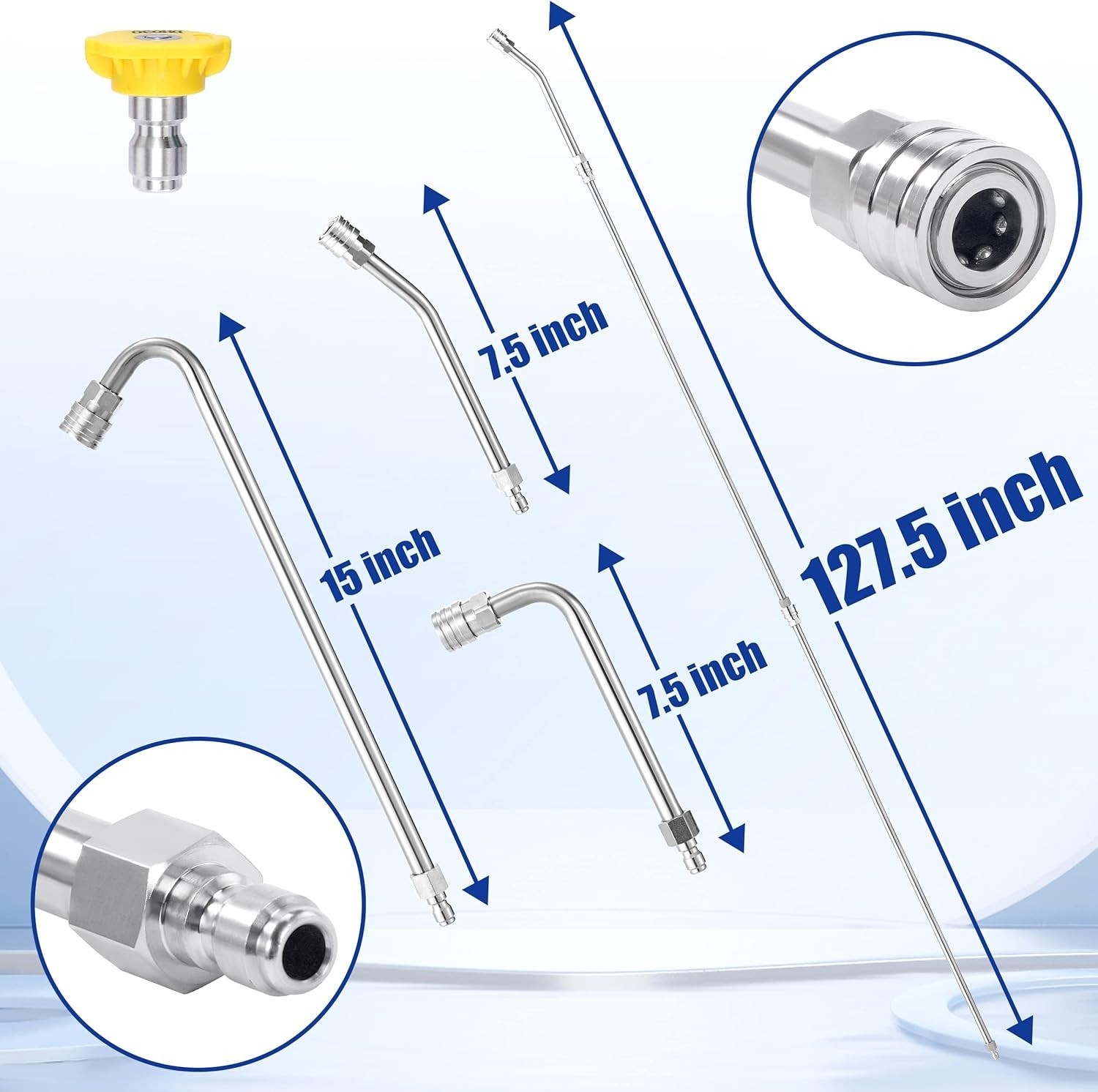 Versatile 120″ Extension Wand with 5 Nozzle Tips for Complete Cleaning Solutions