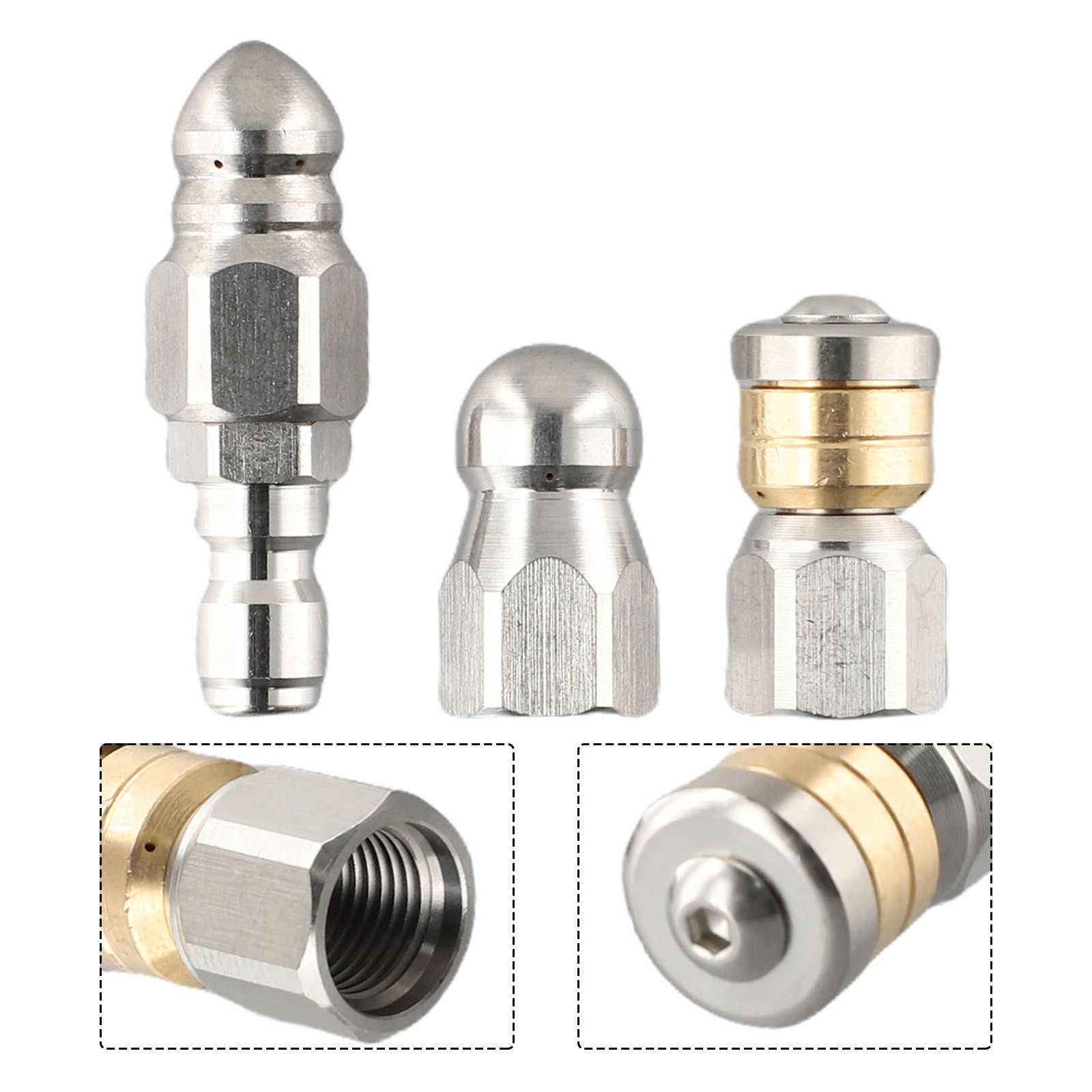 3 X Sewer Jetter Rotary Nozzle 1/4″ Pressure Washer Hose Quick Connect Nozzles