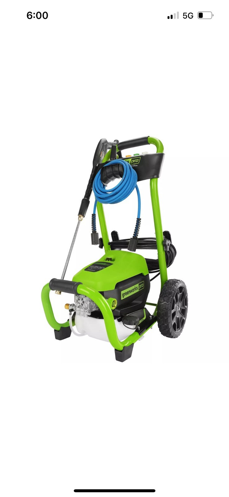 Greenworks Pro 2300 PSI Electric Pressure Washer 25Ft Hose 35Ft Cord 5 Nozzles