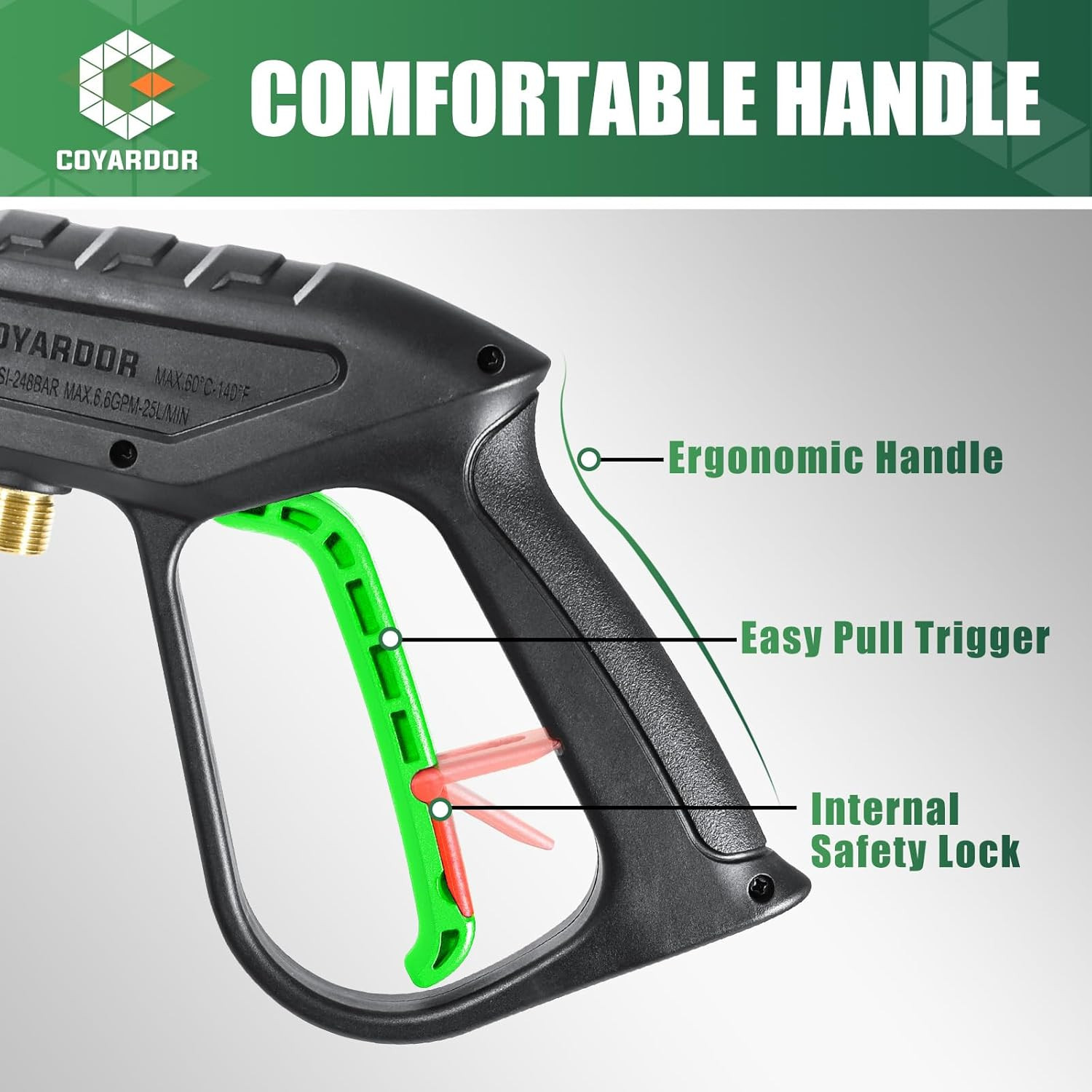 Pressure Washer Gun 3600 PSI with Extension Wand, Nozzle Holder & 5 Spray Tips,