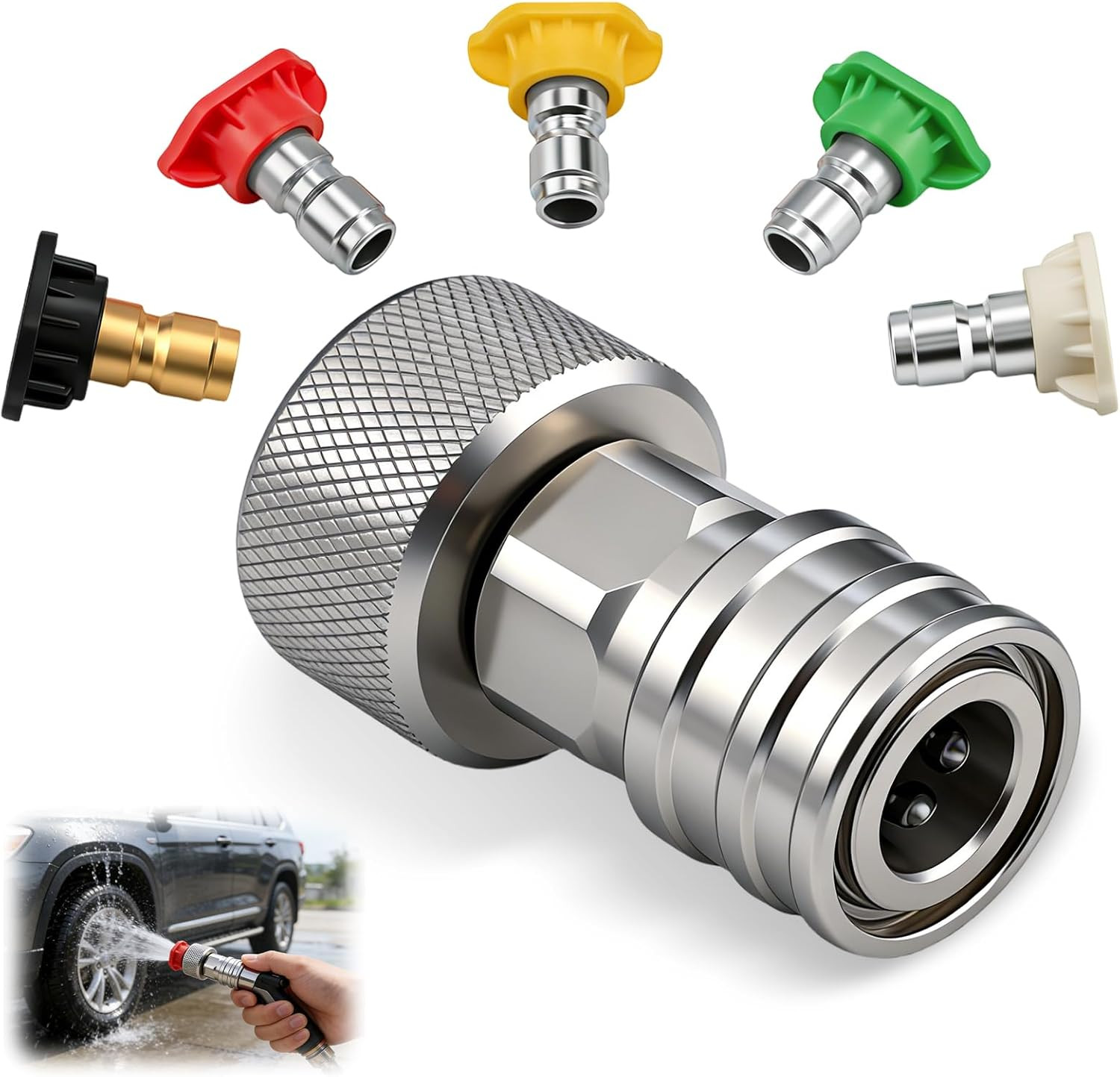 Garden Hose to Pressure Washer Adapter, 3/4″ GHT to 1/4″ Quick Connect, Convert