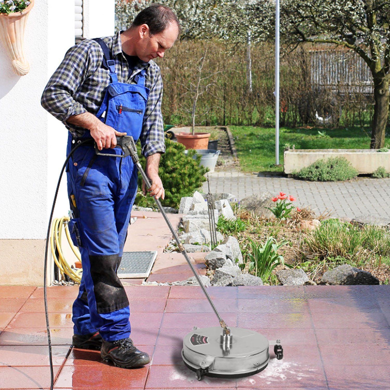 15″ High Pressure Washer Flat Surface Cleaner 4000PSI Stainless Steel Disc Broom