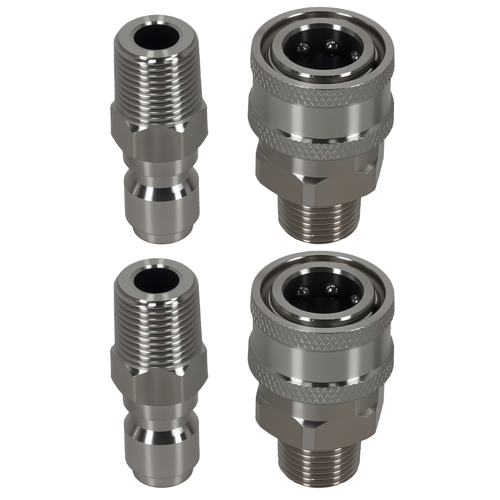 3/8″ NPT Pressure Washer Adapter Quick Connect Socket Plug Stainless 4 Pack