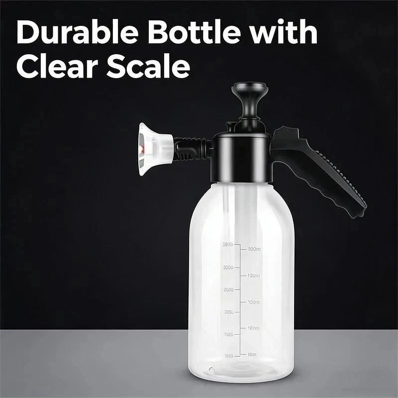 2L Hand Pump Foam Sprayer Snow Foam Cannon Car Wash Bottle 2 Nozzles