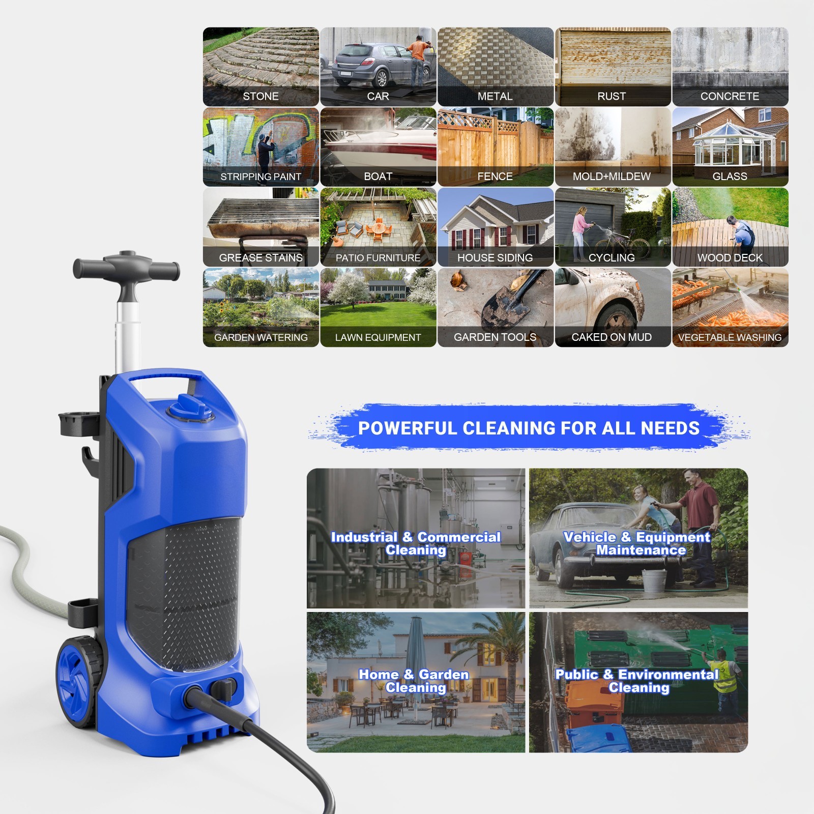 Pressure Washer 4200PSI 3.6GPM, Foam Cannon, Stainless Steel Lance, for Car