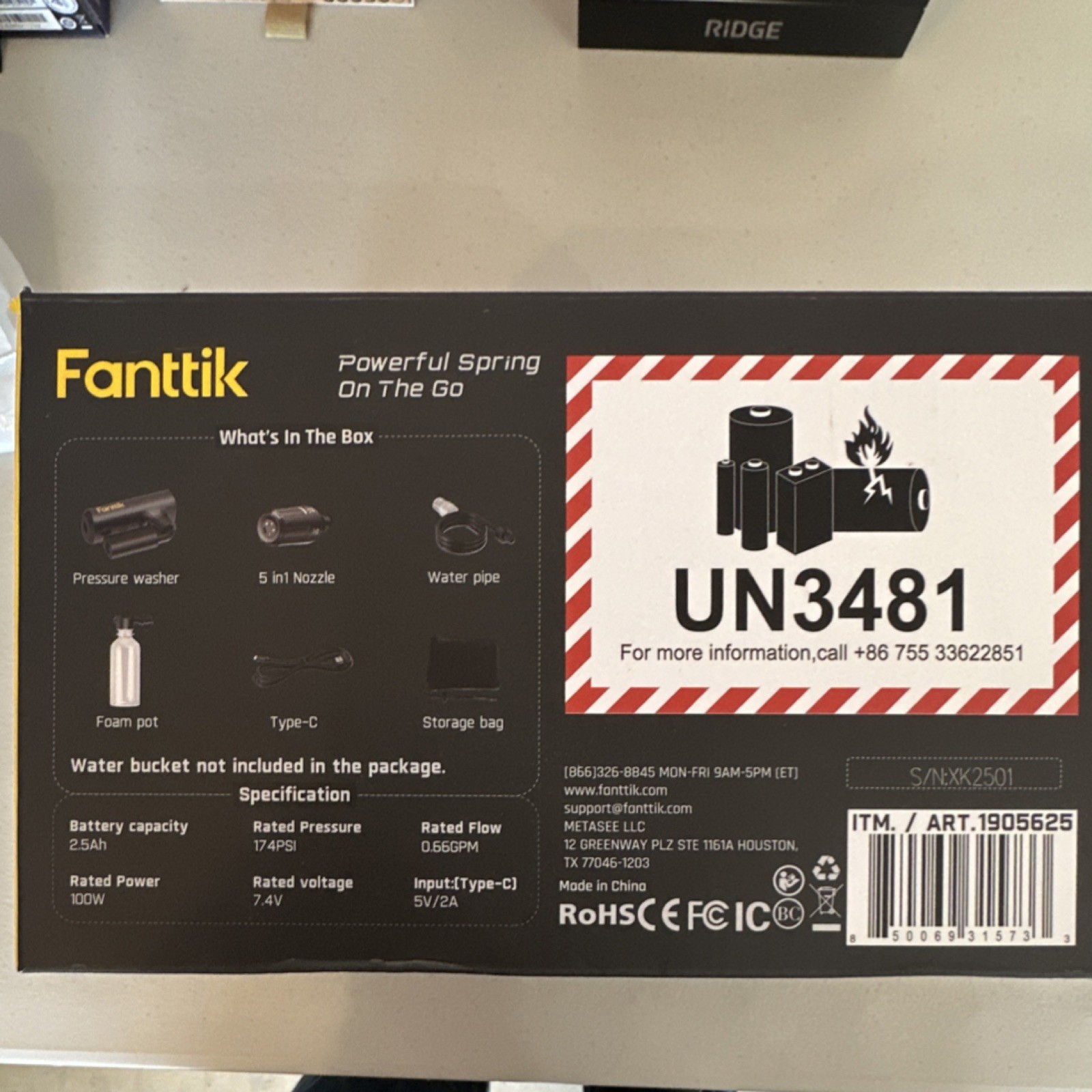 Fanttik K100 Flip Wireless Battery Pressure Washer 174 PSI 5 in 1 Nozzle