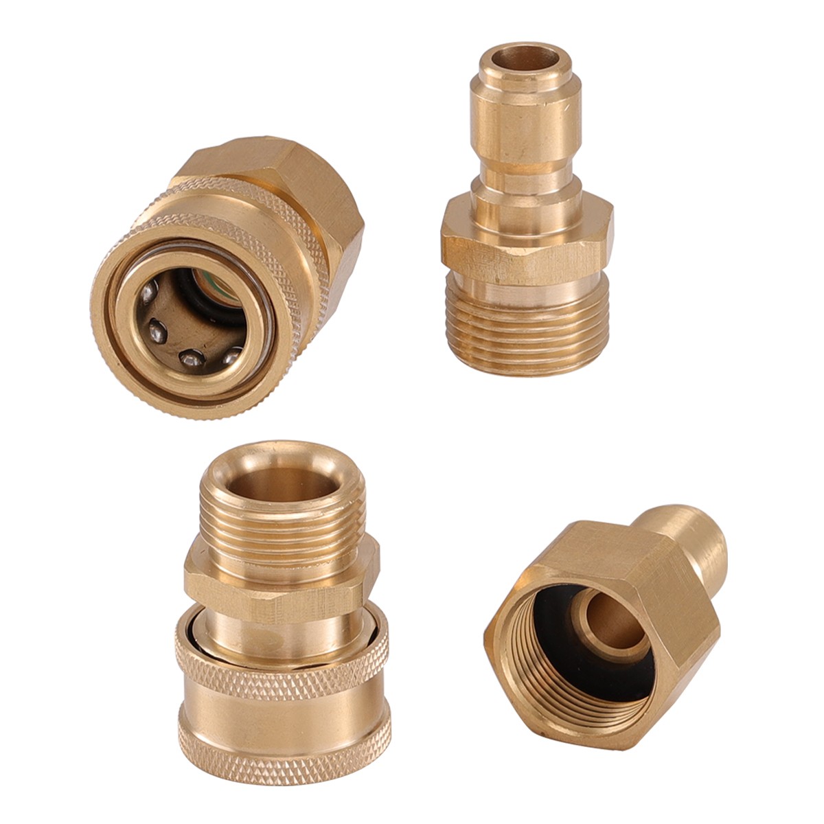 4PCS Pressure Washer Adapter Set Quick Disconnect Kit M22 Swivel 3/8” Connects