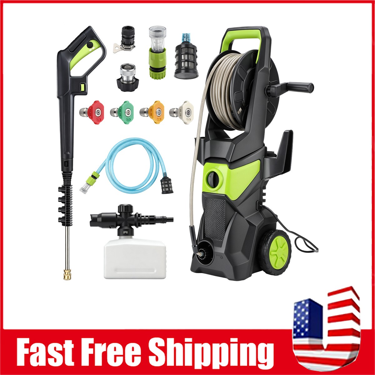 Electric High Pressure Washer 5000PSI 3.2GPM Power Washer With Hose Reel Portabl