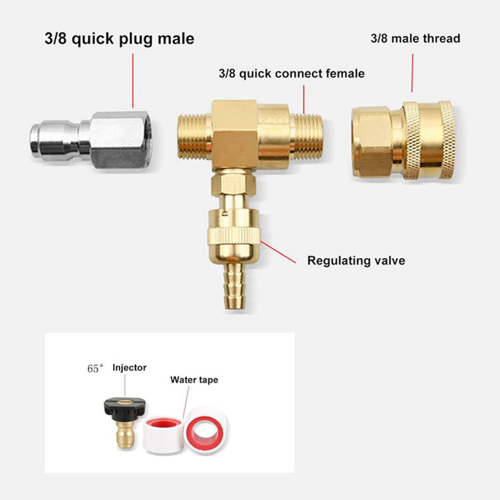 Pressure Washer Soap Injector Kit Downstream 3/8″ 4000 PSI with 10ft Hose Line