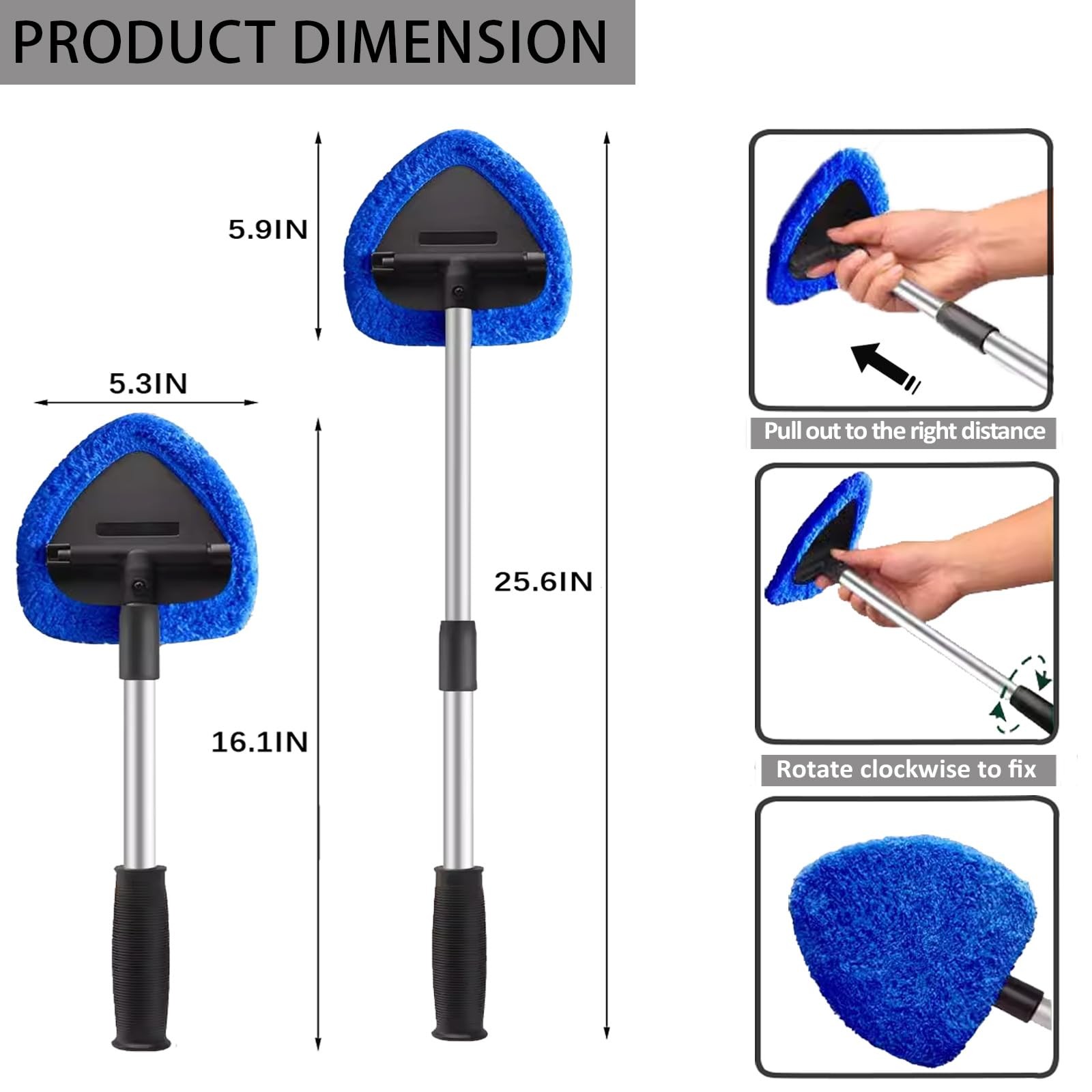 Car Windshield Cleaning Tools, Expandable Window Cleaner kit with 4 blue